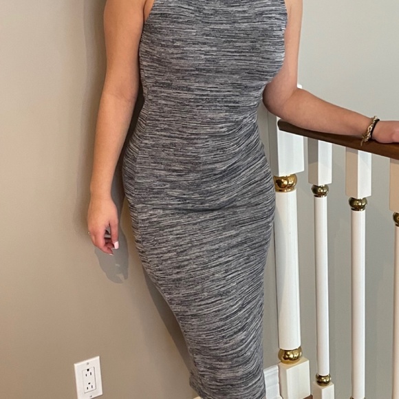 Topshop Grey Modicon Midi Dress - Picture 2 of 3